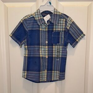 NWT OshKosh B'gosh Blue, Green, Pale Yellow Plaid Button Down Shirt